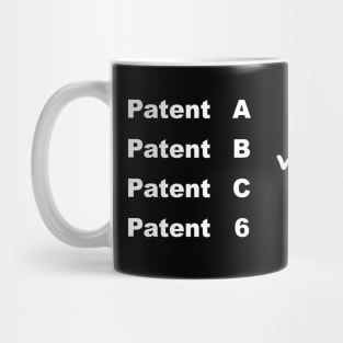 Patent A, B, C and 6 in white Mug